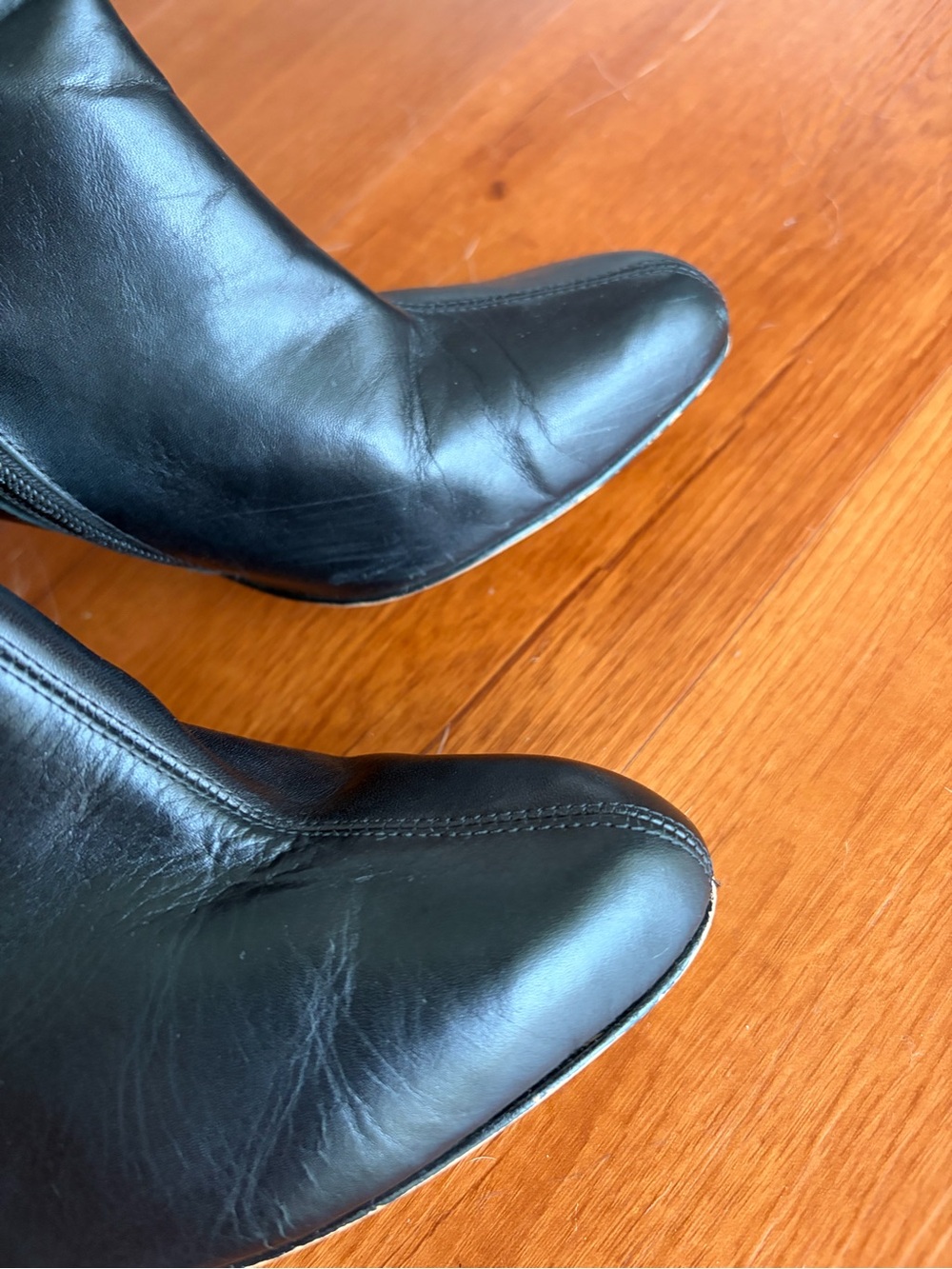 Halogen Black Leather Knee-High Heeled Boots - Picture 14 of 16